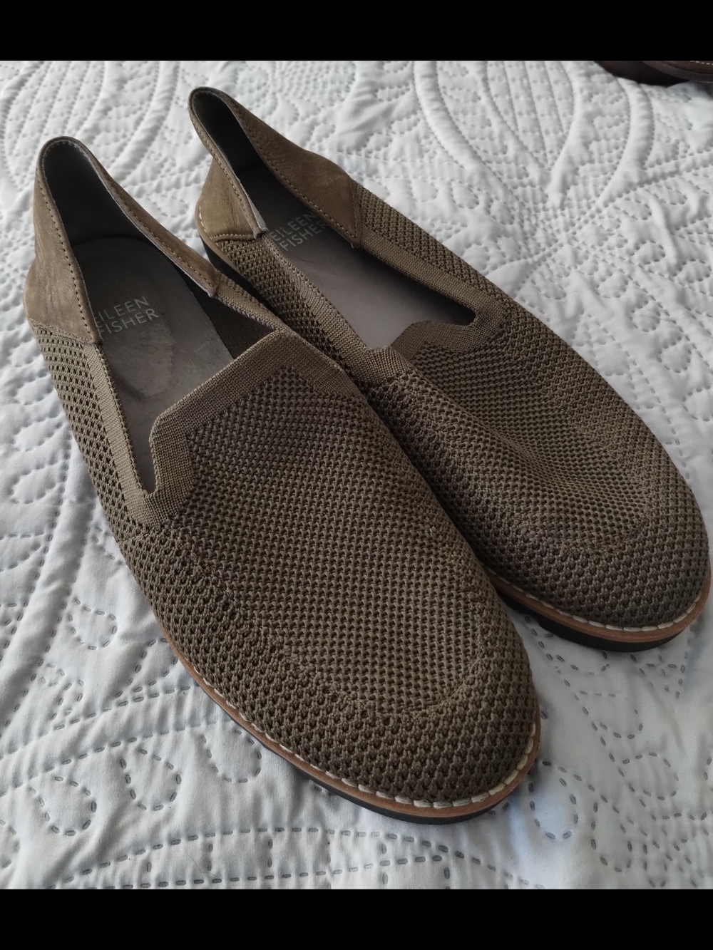 Eileen Fisher Women’s Knit Slip-On Loafers in Olive Brown